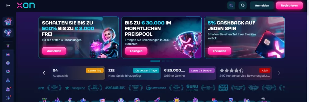 Xon Casino Willkommensbonus bis 2.750 Euro und 550 Freispiele